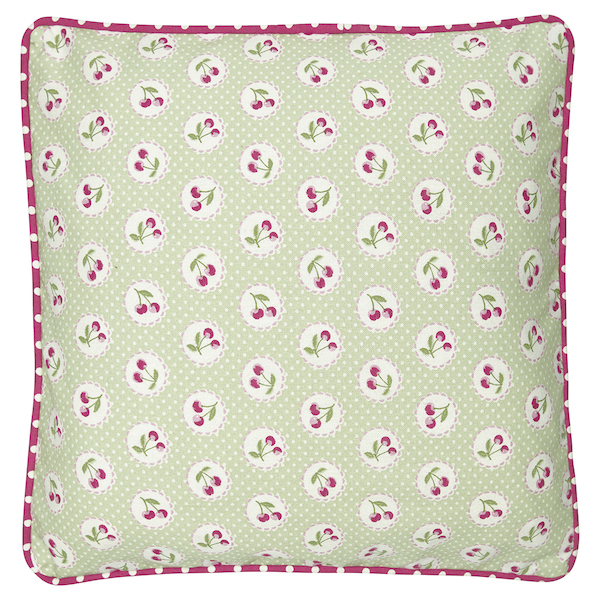 GreenGate Kissen Cherry berry pale green 40x40