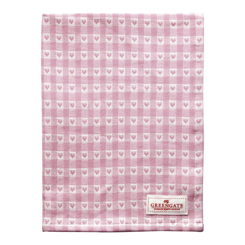 GreenGate Geschirr- und Tischtuch, Heart petit pale pink